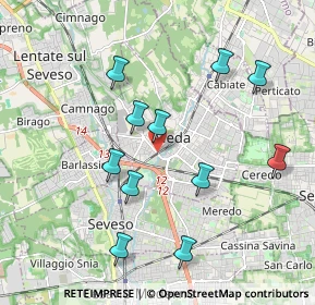 Mappa Via Seveso, 20036 Meda MB, Italia (1.92182)