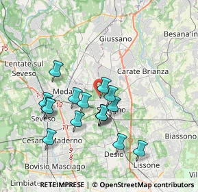 Mappa Via Nervesa, 20831 Seregno MB, Italia (3.28438)