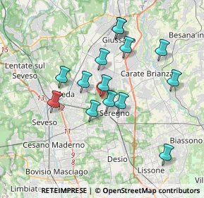 Mappa Via Nervesa, 20831 Seregno MB, Italia (3.27214)