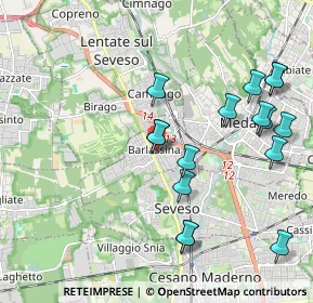 Mappa Piazza Cavour, 20825 Barlassina MB, Italia (2.1525)