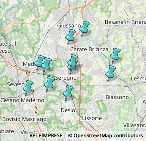 Mappa Via Luigi Cagnola, 20831 Seregno MB, Italia (3.18545)