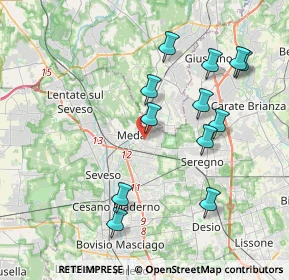 Mappa Via Lombardia, 20821 Meda MB, Italia (3.96167)
