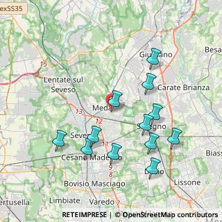 Mappa Via Lombardia, 20821 Meda MB, Italia (3.905)