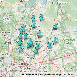 Mappa Viale Milano, 20857 Camparada MB, Italia (6.88722)