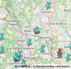 Mappa SEREGNO - Frazione Ceredo - Via Cadore, 20831 Seregno MB, Italia (6.9625)