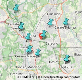 Mappa SEREGNO - Frazione Ceredo - Via Cadore, 20831 Seregno MB, Italia (4.34308)