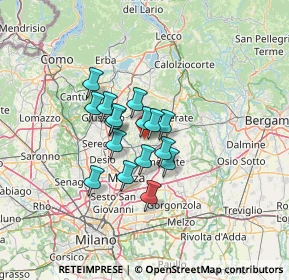 Mappa 20857 Camparada MB, Italia (8.70188)