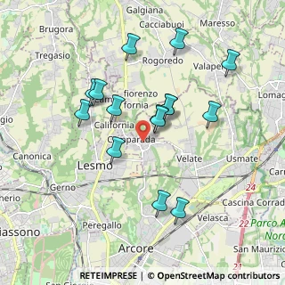 Mappa Via dei Cacciatori, 20857 Camparada MB, Italia (1.728)
