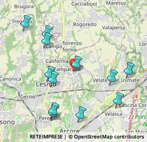 Mappa 20857 Camparada MB, Italia (2.2275)