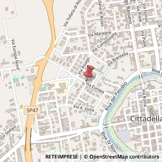 Mappa Via Europa,  44, 35013 Cittadella, Padova (Veneto)