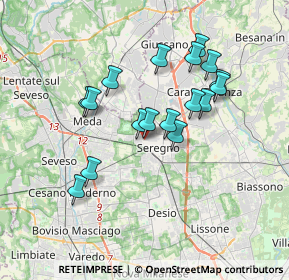 Mappa Via Gaetano Previati, 20831 Seregno MB, Italia (3.14588)