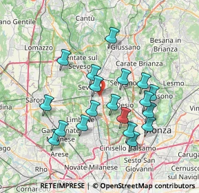 Mappa Via Giuseppe Garibaldi, 20031 Cesano Maderno MB, Italia (6.81474)