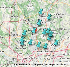 Mappa Via Giuseppe Garibaldi, 20031 Cesano Maderno MB, Italia (6.35118)