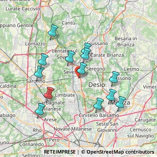 Mappa Via Giuseppe Garibaldi, 20031 Cesano Maderno MB, Italia (7.44154)