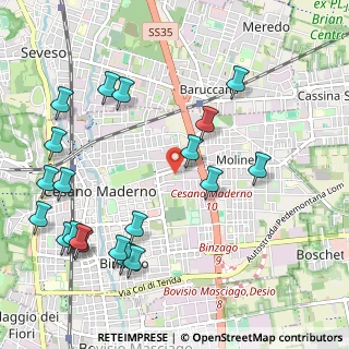 Mappa Via Giuseppe Garibaldi, 20031 Cesano Maderno MB, Italia (1.2725)