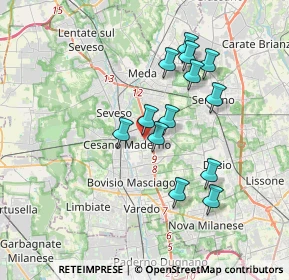 Mappa Via Giuseppe Garibaldi, 20031 Cesano Maderno MB, Italia (3.14923)