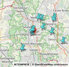 Mappa Via Giuseppe Garibaldi, 20031 Cesano Maderno MB, Italia (3.18545)