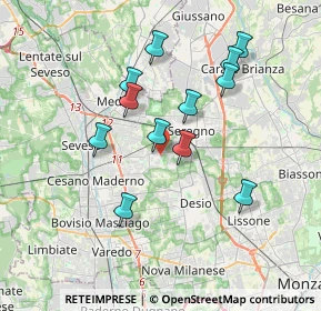 Mappa Via Don Enrico Tazzoli, 20031 Cesano Maderno MB, Italia (3.28333)