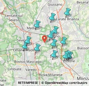 Mappa Via Don Enrico Tazzoli, 20031 Cesano Maderno MB, Italia (3.37429)