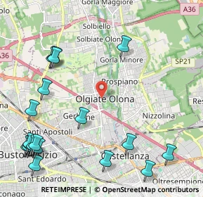 Mappa Via Giuseppe Mazzini, 21057 Olgiate Olona VA, Italia (2.96684)
