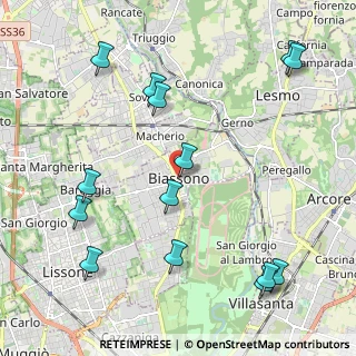 Mappa Via San Martino, 20853 Biassono MB, Italia (2.57857)