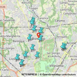 Mappa Via San Martino, 20853 Biassono MB, Italia (2.14571)