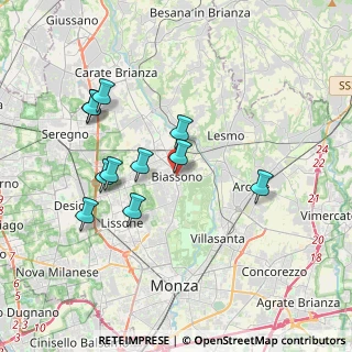 Mappa Via San Martino, 20853 Biassono MB, Italia (3.48273)