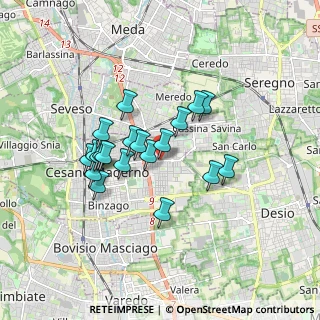 Mappa CESANO MADERNO Molinello-Molino Arese, 20031 Cesano Maderno MB, Italia (1.418)