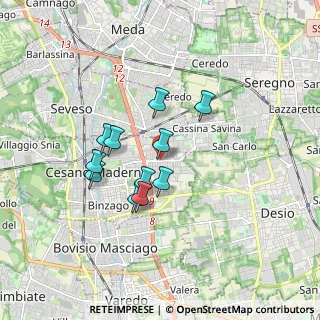 Mappa CESANO MADERNO Molinello-Molino Arese, 20031 Cesano Maderno MB, Italia (1.35909)