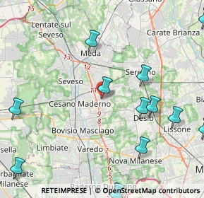 Mappa CESANO MADERNO Molinello-Molino Arese, 20031 Cesano Maderno MB, Italia (6.02857)