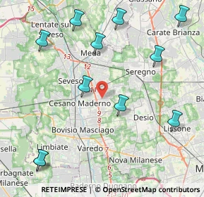 Mappa CESANO MADERNO Molinello-Molino Arese, 20031 Cesano Maderno MB, Italia (5.15)