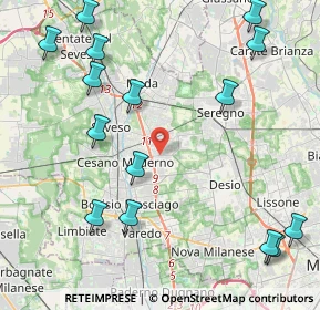 Mappa CESANO MADERNO Molinello-Molino Arese, 20031 Cesano Maderno MB, Italia (5.37733)