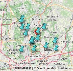Mappa Via Giuseppe Toniolo, 20831 Seregno MB, Italia (6.12875)