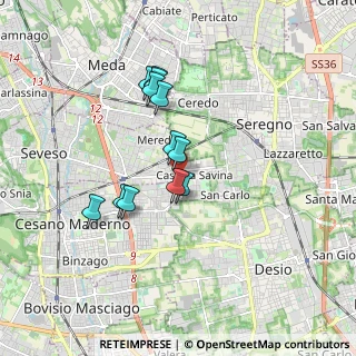 Mappa Via Luigi Rizzo, 20811 Cesano Maderno MB, Italia (1.42333)