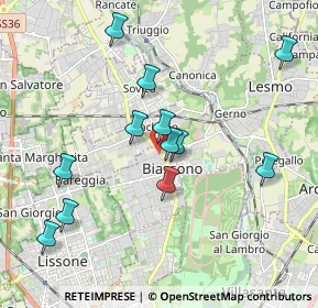 Mappa Via L. Manara, 20853 Biassono MB, Italia (1.87667)