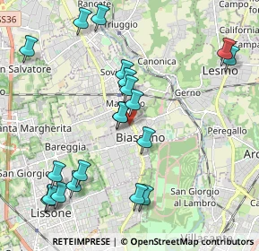 Mappa Via L. Manara, 20853 Biassono MB, Italia (2.251)
