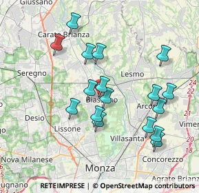Mappa Via P. D'Arnolfo, 20853 Biassono MB, Italia (3.61176)