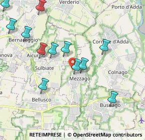 Mappa Via Eugenio Curiel, 20883 Mezzago MB, Italia (2.21667)
