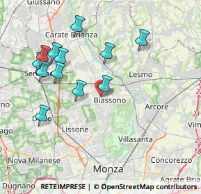 Mappa Via Gioacchino Rossini, 20853 Biassono MB, Italia (3.89333)