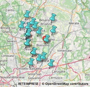 Mappa Via delle Vigne, 20853 Biassono MB, Italia (6.7115)