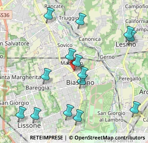 Mappa Via Milano, 20853 Biassono MB, Italia (2.28857)