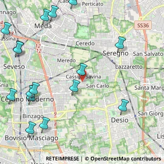 Mappa Via Don Siro Pavoni, 20811 Cesano Maderno MB, Italia (3.08313)