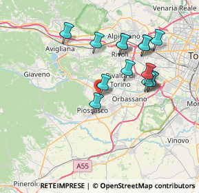 Mappa Via V. Monti, 10090 Bruino TO, Italia (6.96286)