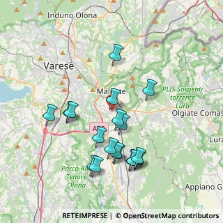 Mappa Via Giacomo Brodolini, 21046 Malnate VA, Italia (3.71444)