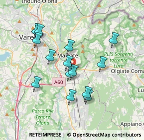 Mappa Via dei Tre Corsi, 21046 Malnate VA, Italia (3.42333)