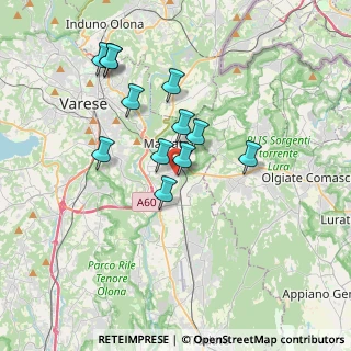 Mappa Via dei Tre Corsi, 21046 Malnate VA, Italia (3.15833)