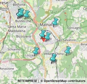 Mappa Via Pietro Calamandrei, 21046 Malnate VA, Italia (1.98182)