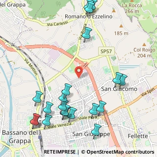 Mappa Via Guglielmo Marconi, 36060 Romano D'ezzelino VI, Italia (1.3425)