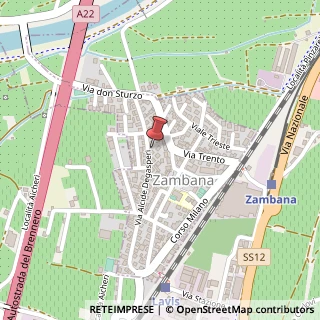 Mappa Via A. Degasperi, 34, 38010 Zambana, Trento (Trentino-Alto Adige)