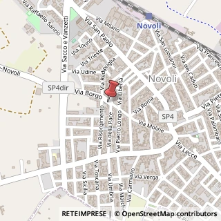 Mappa Via borgo 11, 73051 Novoli, Lecce (Puglia)